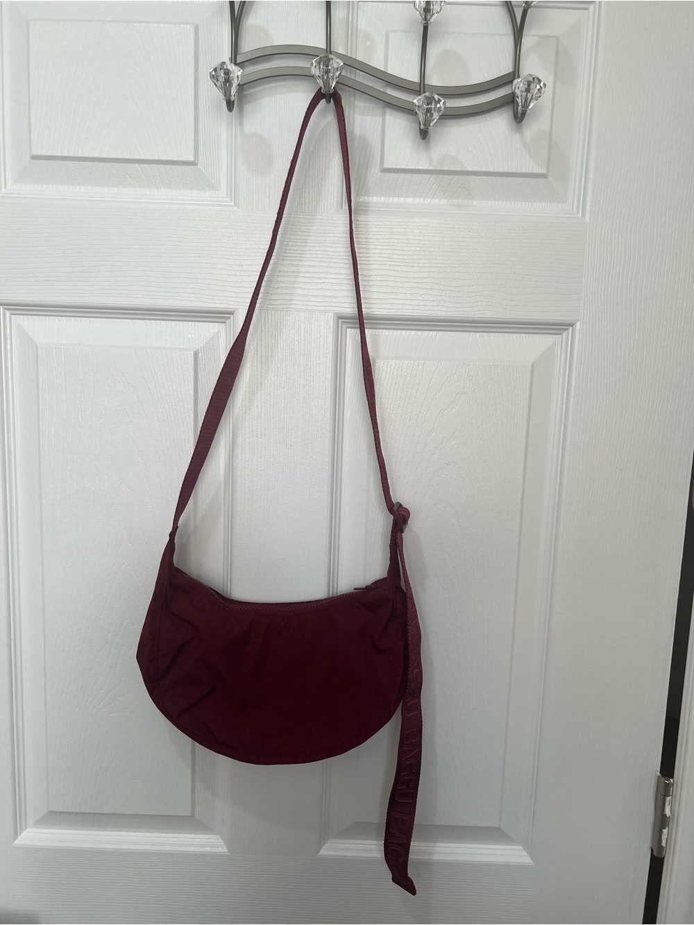 BAGGU Small Nylon Crescent Crossbody Bag Burgundy Wine